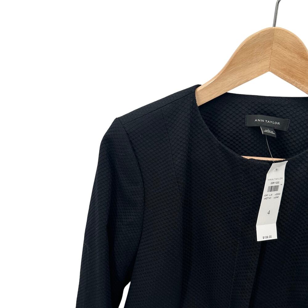 ANN TAYLOR NWT Black Peplum Full Zip Blazer // 4 - Picture 2 of 9